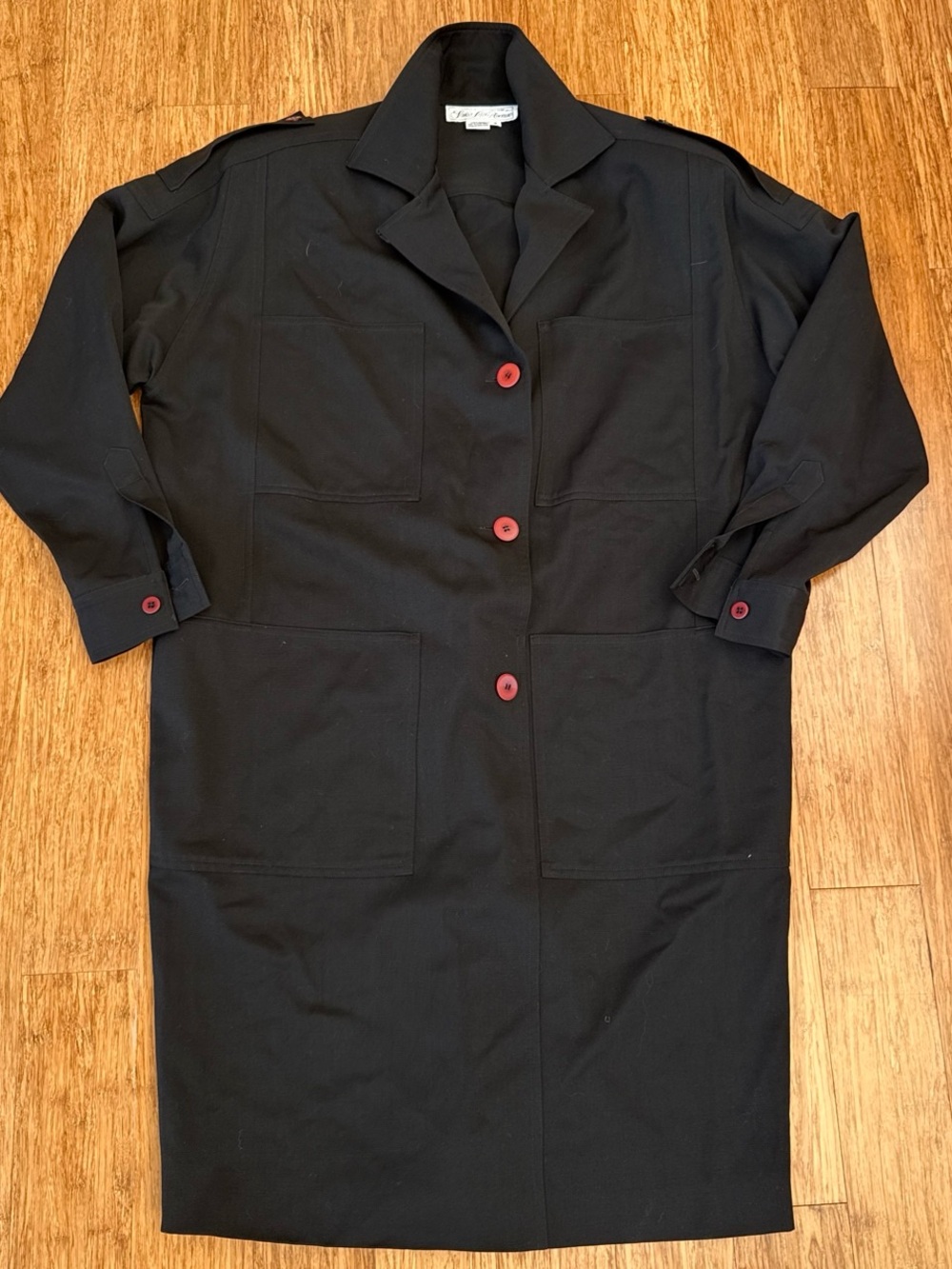 Saks Fifth Avenue vintage utility shirt dress black size 6
